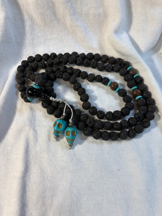 108 Bead Lava Rock w/Turquoise Spacers