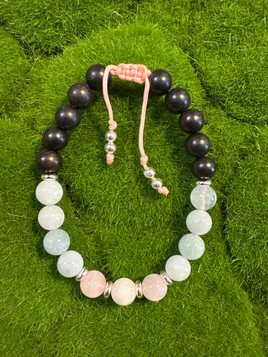 8mm Aquamarine and Cedar Bracelet