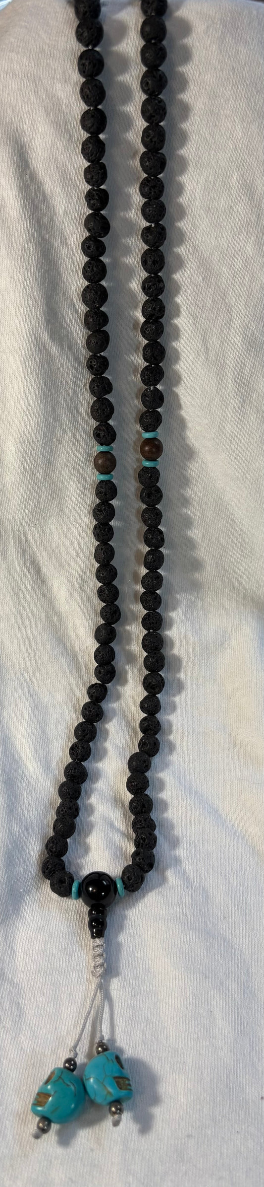 108 Bead Lava Rock w/Turquoise Spacers
