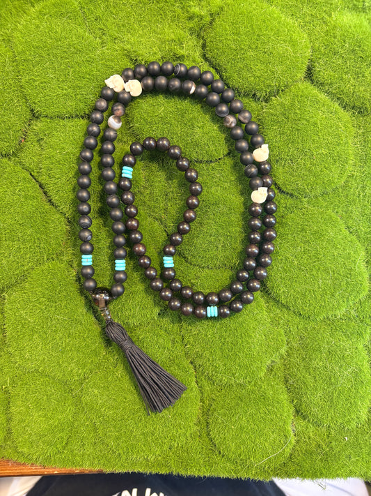 108 Bead Sardonyx Agate/Ebony wood